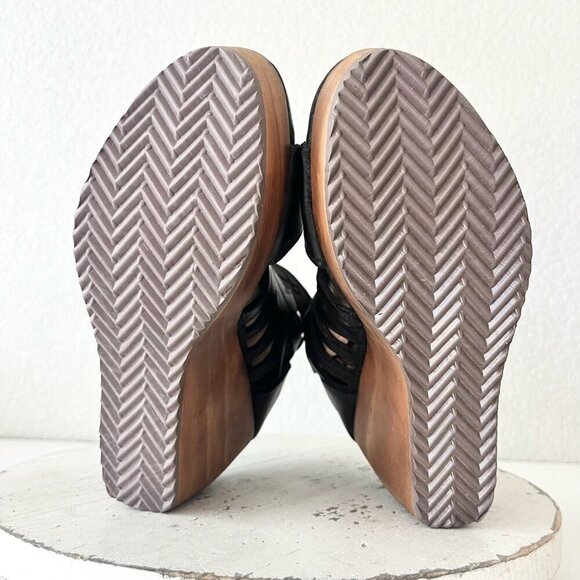 NEW Lane Boots BECCA Womens Black Wedges 7.5 Western Sandals Cowgirl Leather - Picture 8 of 11